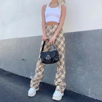 Pantaloni scozzesi vintage a gamba dritta "Emma"
