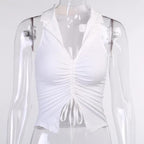“Grace” Ruched Up Tank - White