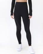 Gracey Hollow Out Nahtlose Leggings - Schwarz