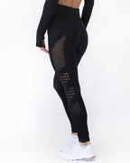 Gracey Hollow Out Nahtlose Leggings - Schwarz