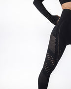 Gracey Hollow Out Nahtlose Leggings - Schwarz