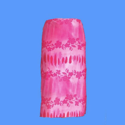 “Hawaiian” Y2K Midi Skirt Mesh Print In Pink