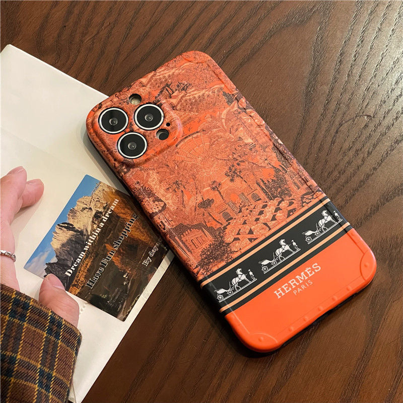 Orange Printed Phone Case For iPhone