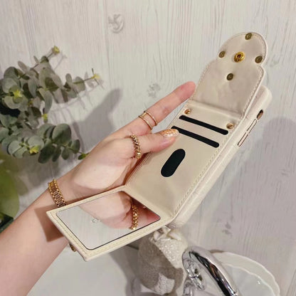 Card Mirror Leather Phone Case For iPhone