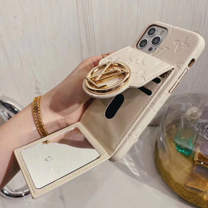 Card Mirror Leather Phone Case For iPhone