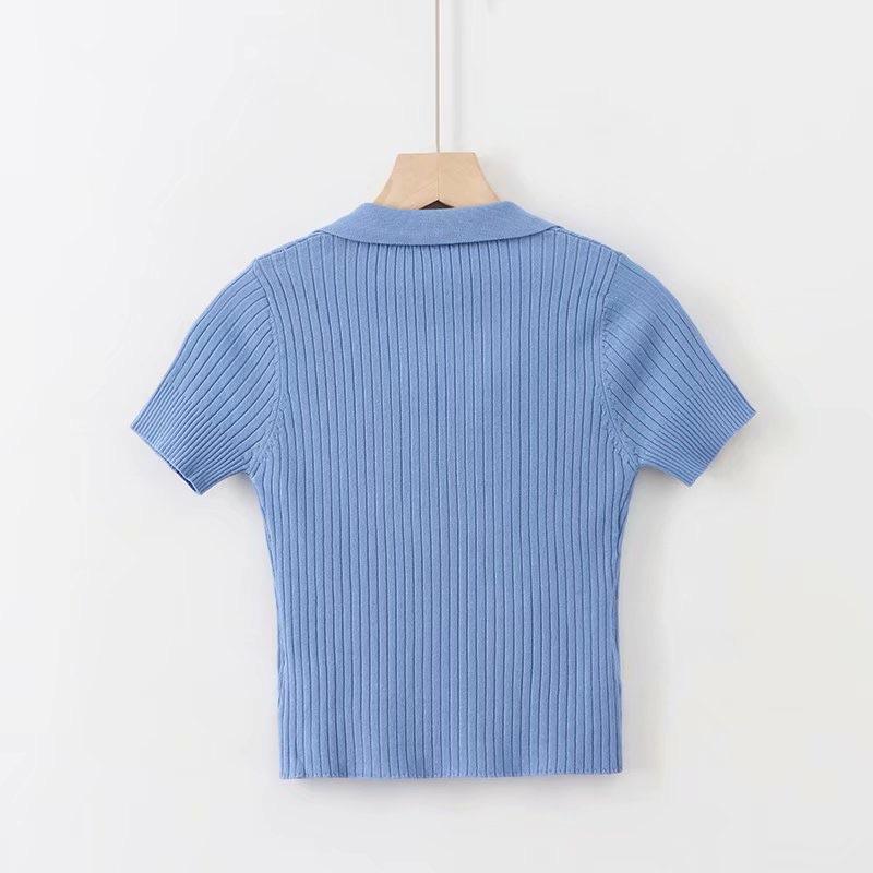 Top vintage a coste con colletto "Mia" (colori disponibili)