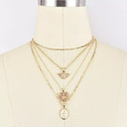 Vintage Necklace In Cherub And Crystal Heart