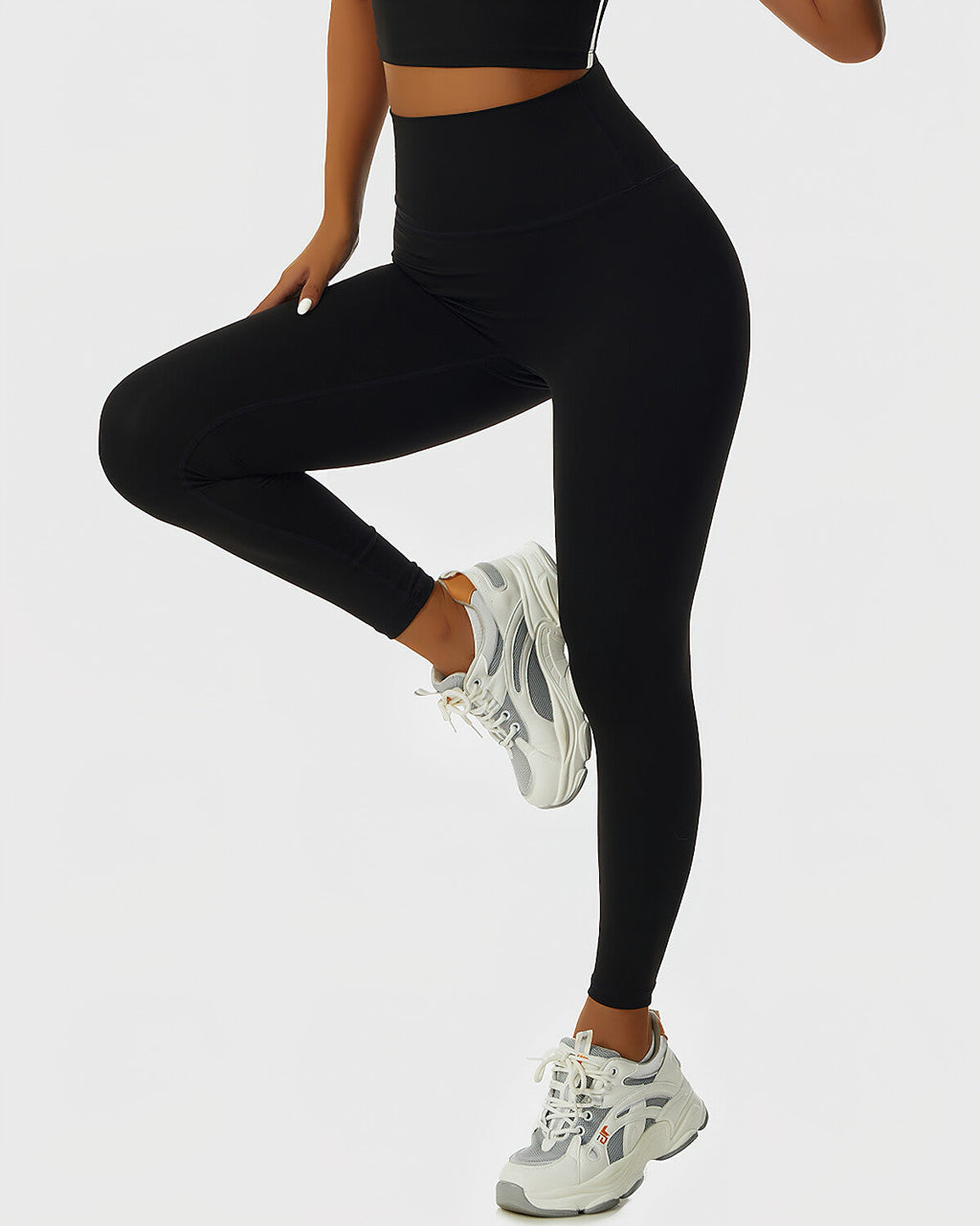 Nahtlose Leggings mit Paisley-Muster - Schwarz