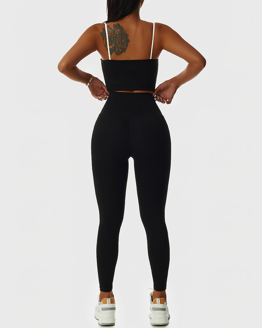Nahtlose Leggings mit Paisley-Muster - Schwarz