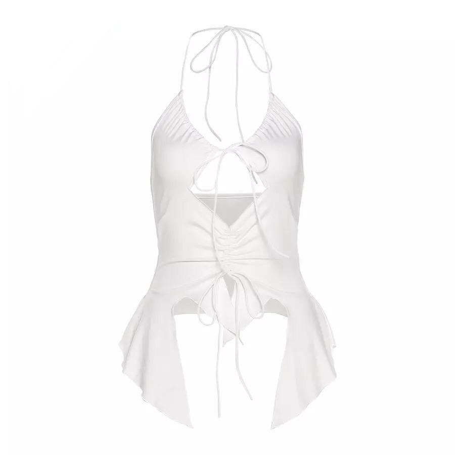 Top aderente con scollo all'americana "Perfectly Cut" Y2K in bianco