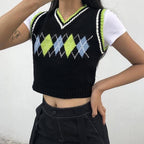 Preppy Mini Vest In Geometric Print