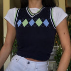 Preppy Mini Vest In Geometric Print
