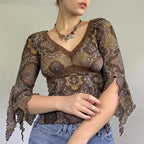 Maglia aderente a maniche larghe "Rachel" anni 2000