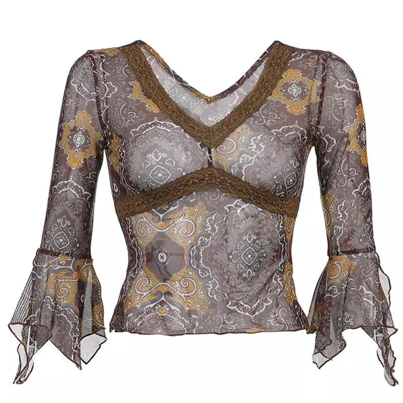 Maglia aderente a maniche larghe "Rachel" anni 2000