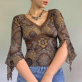 Maglia aderente a maniche larghe "Rachel" anni 2000
