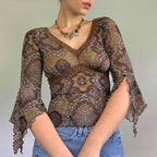 Maglia aderente a maniche larghe "Rachel" anni 2000
