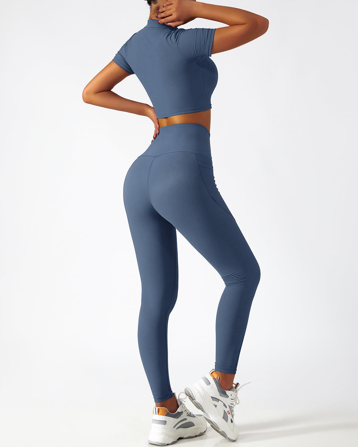 Riley Nahtlose Leggings mit Taschen - Blau