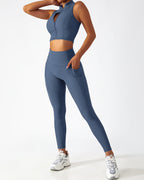 Riley Nahtlose Leggings mit Taschen - Blau