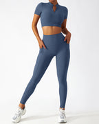 Riley Nahtlose Leggings mit Taschen - Blau