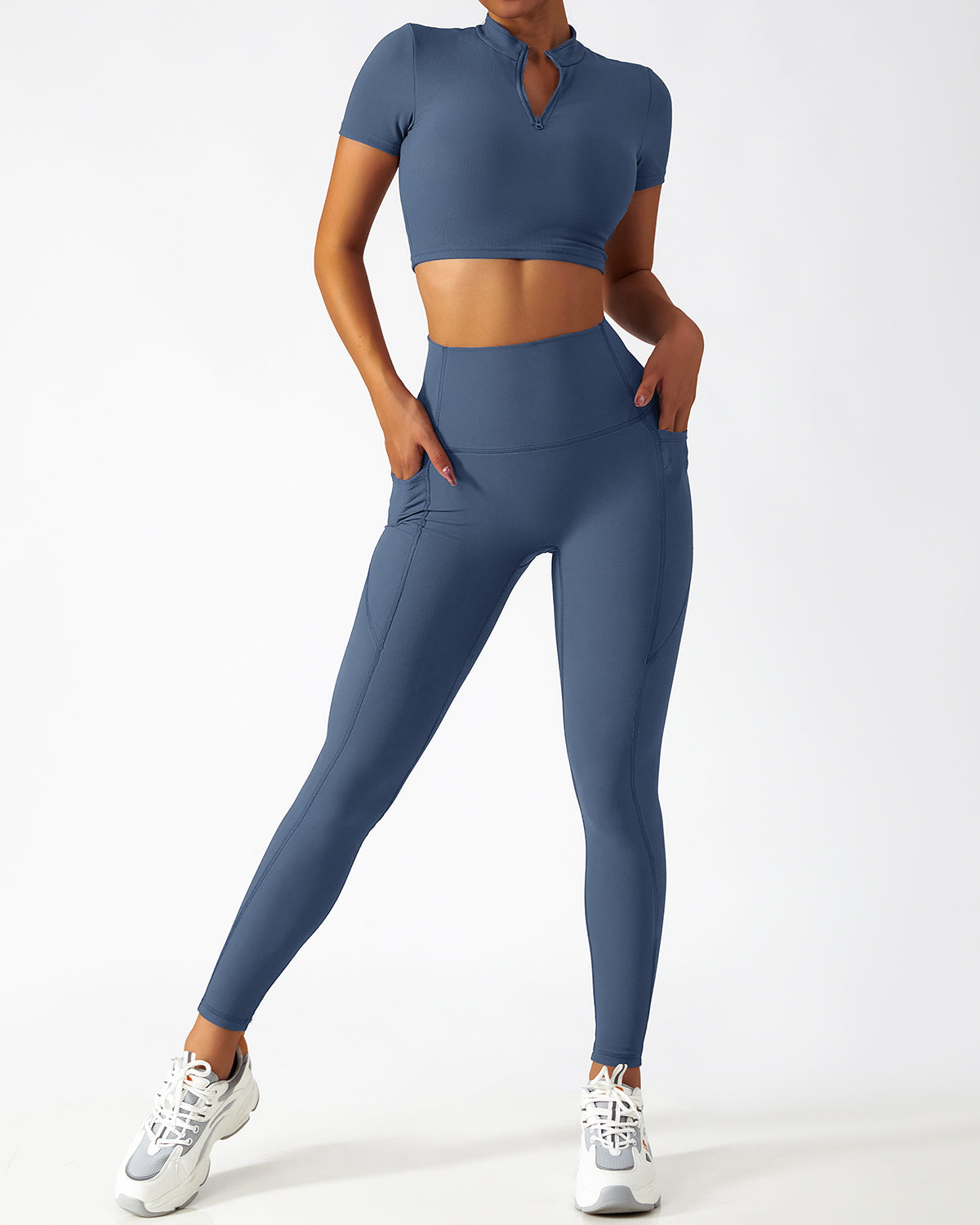 Riley Nahtlose Leggings mit Taschen - Blau