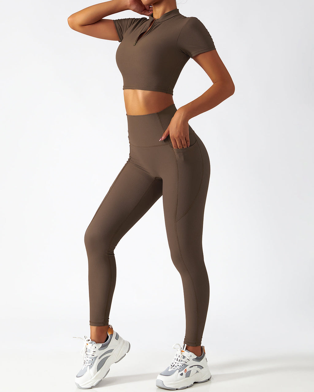 Riley Nahtlose Leggings mit Taschen - Braun