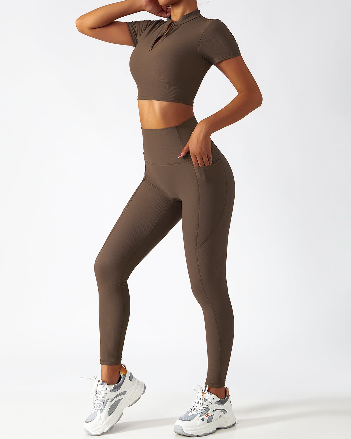 Riley Nahtlose Leggings mit Taschen - Braun