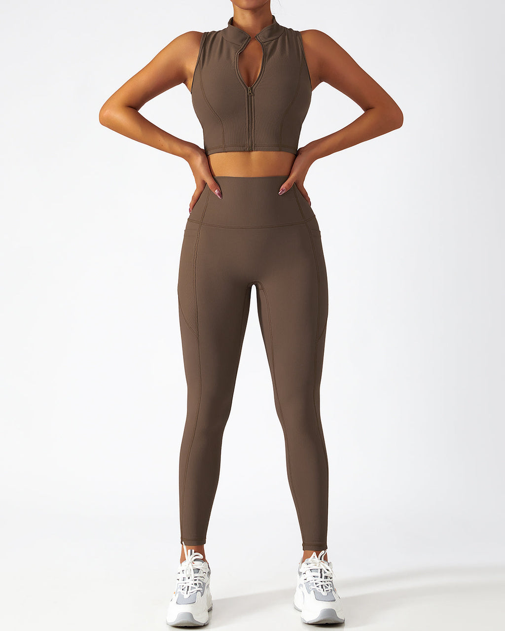 Riley Nahtlose Leggings mit Taschen - Braun