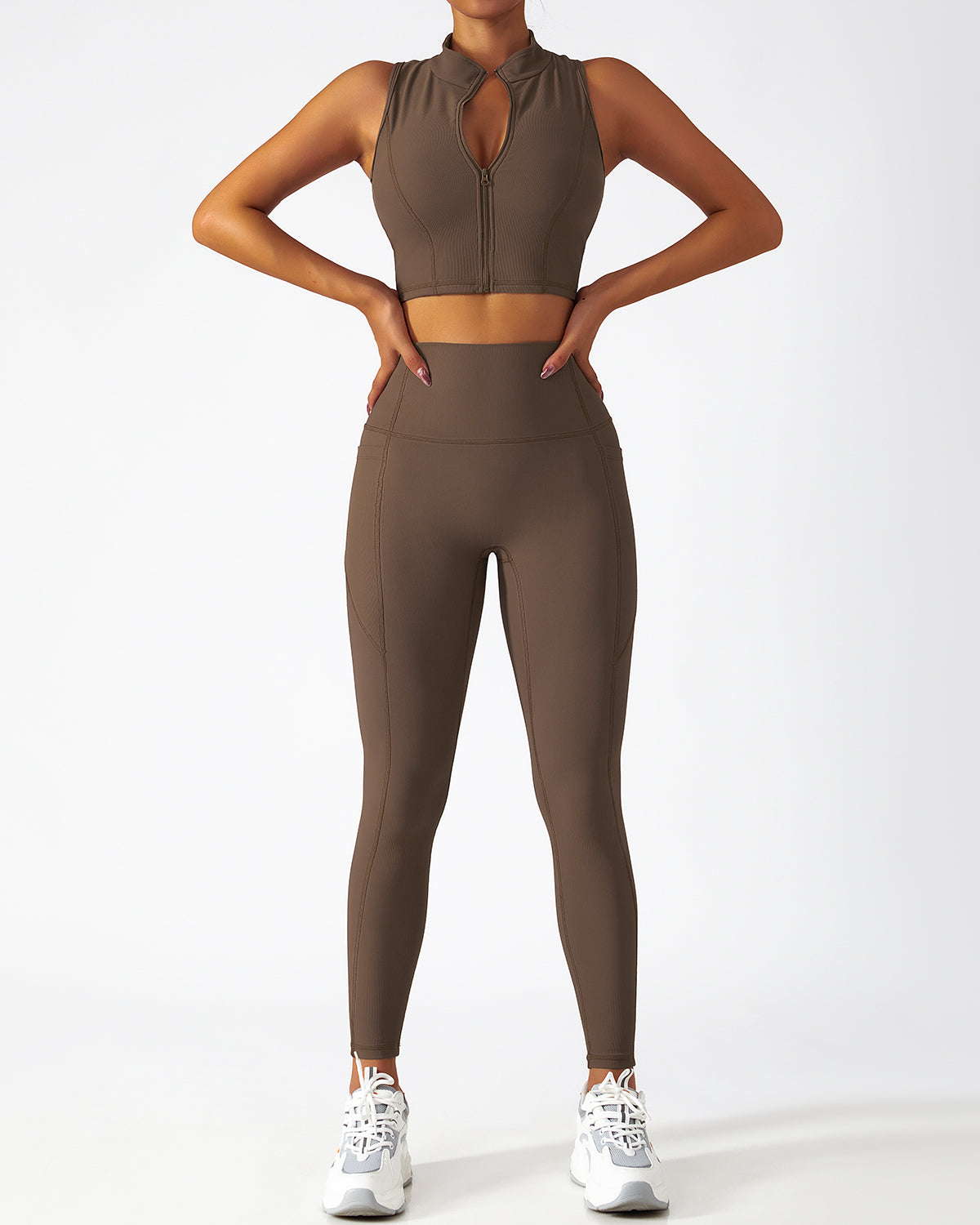 Riley Nahtlose Leggings mit Taschen - Braun