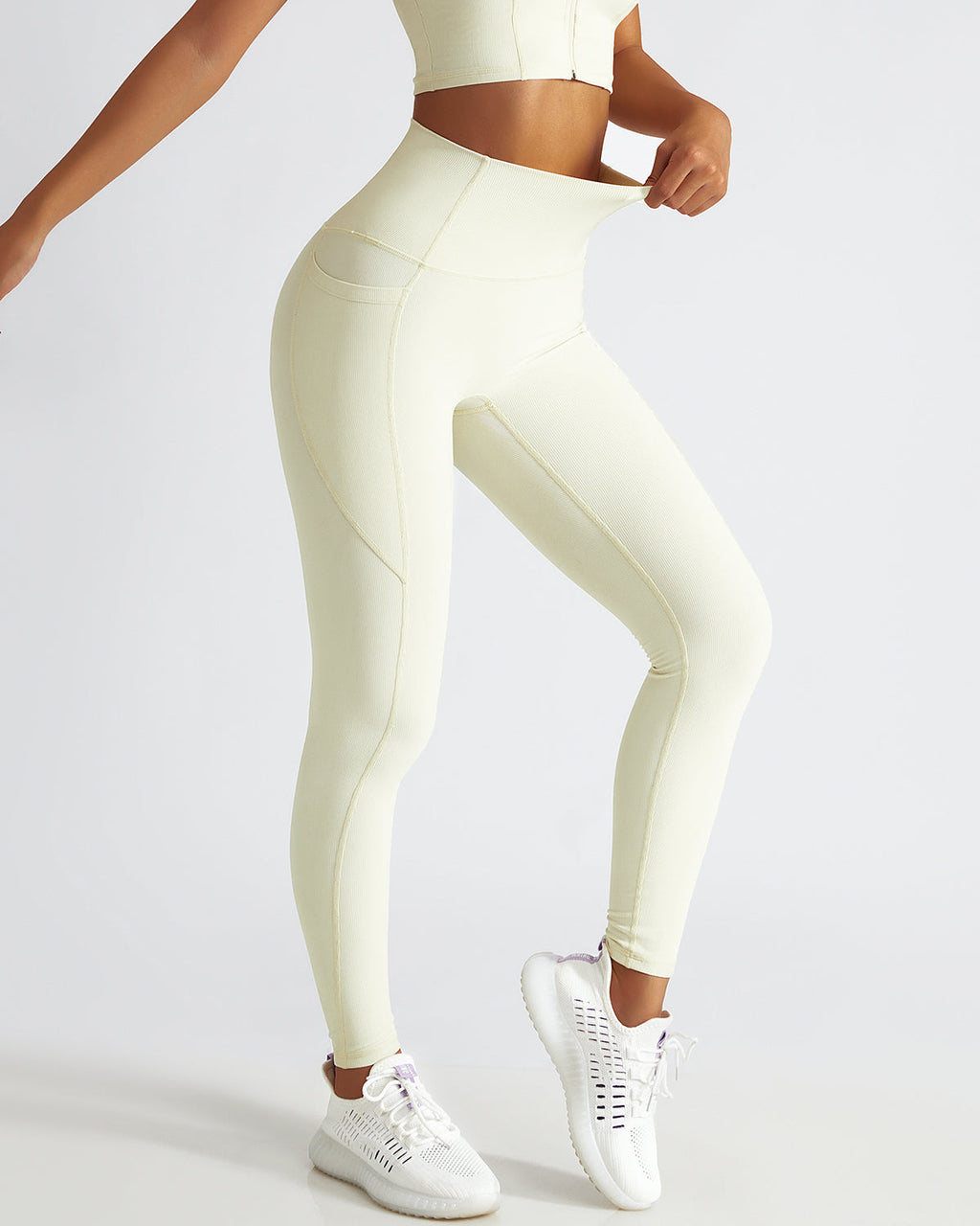 Riley Nahtlose Leggings mit Taschen - Weiß