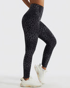 Nahtlose Leggings mit Leopardenmuster in Schwarz