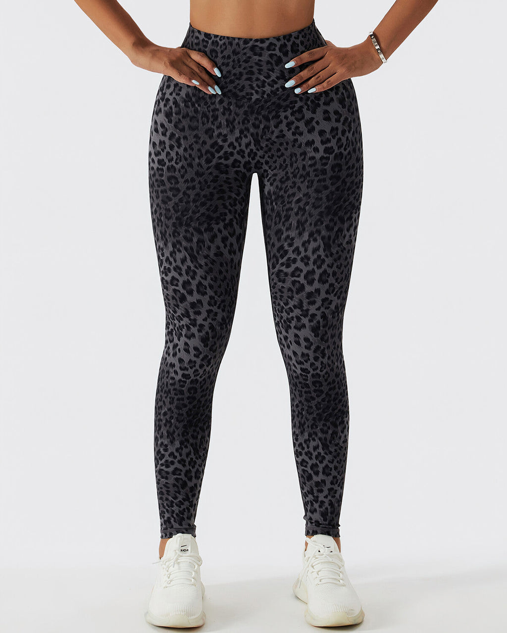 Nahtlose Leggings mit Leopardenmuster in Schwarz