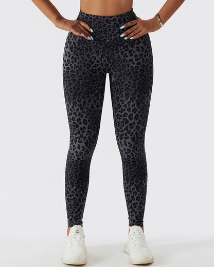 Sahara Leopard Seamless Leggings - Black