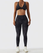 Nahtlose Leggings mit Leopardenmuster in Schwarz