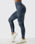 Nahtlose Leggings mit Leopardenmuster in Blau
