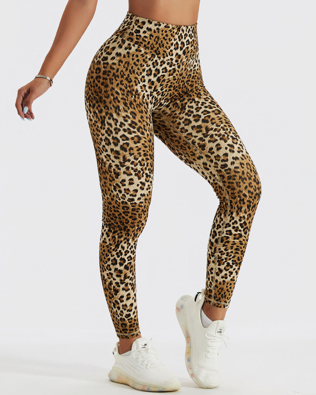 Nahtlose Leggings mit Leopardenmuster in Braun