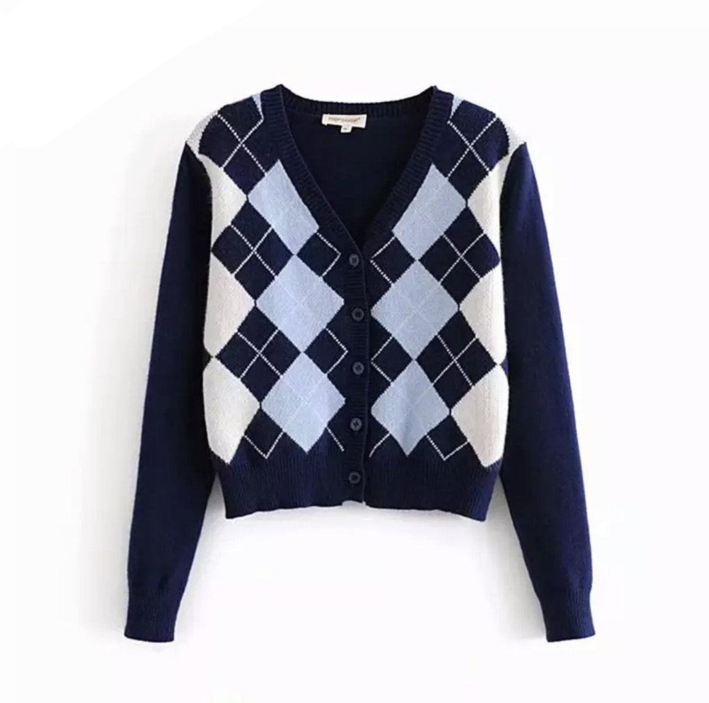 “Sammy” Vintage Geometric Cardigan
