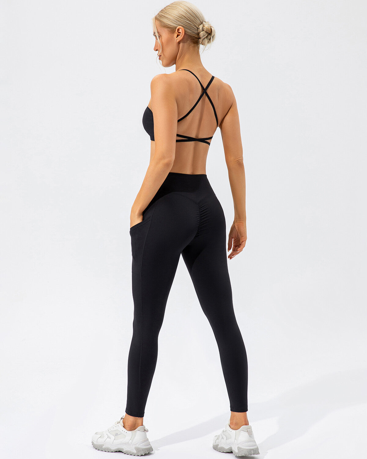Sophie Scrunch-Leggings mit Tasche - Schwarz