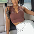 “Sparkle” 90s Gem Lettering Vest In Brown