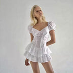 “Summer Child” Ruffled White Romper
