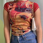 “Utopia” Y2K Graphic Fitted Top