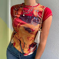 “Utopia” Y2K Graphic Fitted Top