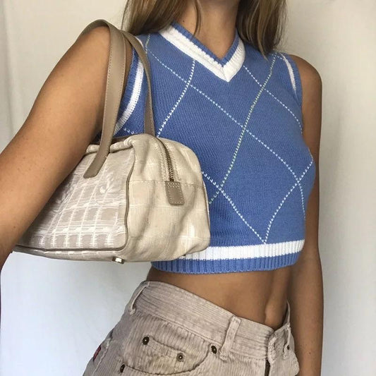 Mini gilet vintage azzurro