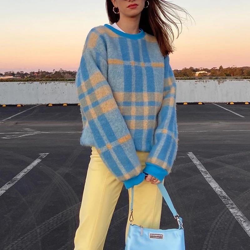 Vintage Pastel Plaid Pullover