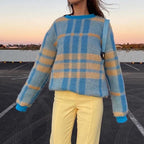 Vintage Pastel Plaid Pullover