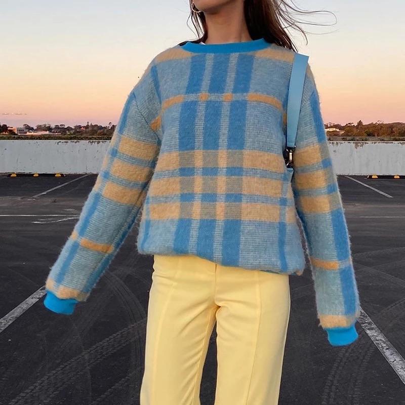 Vintage Pastel Plaid Pullover