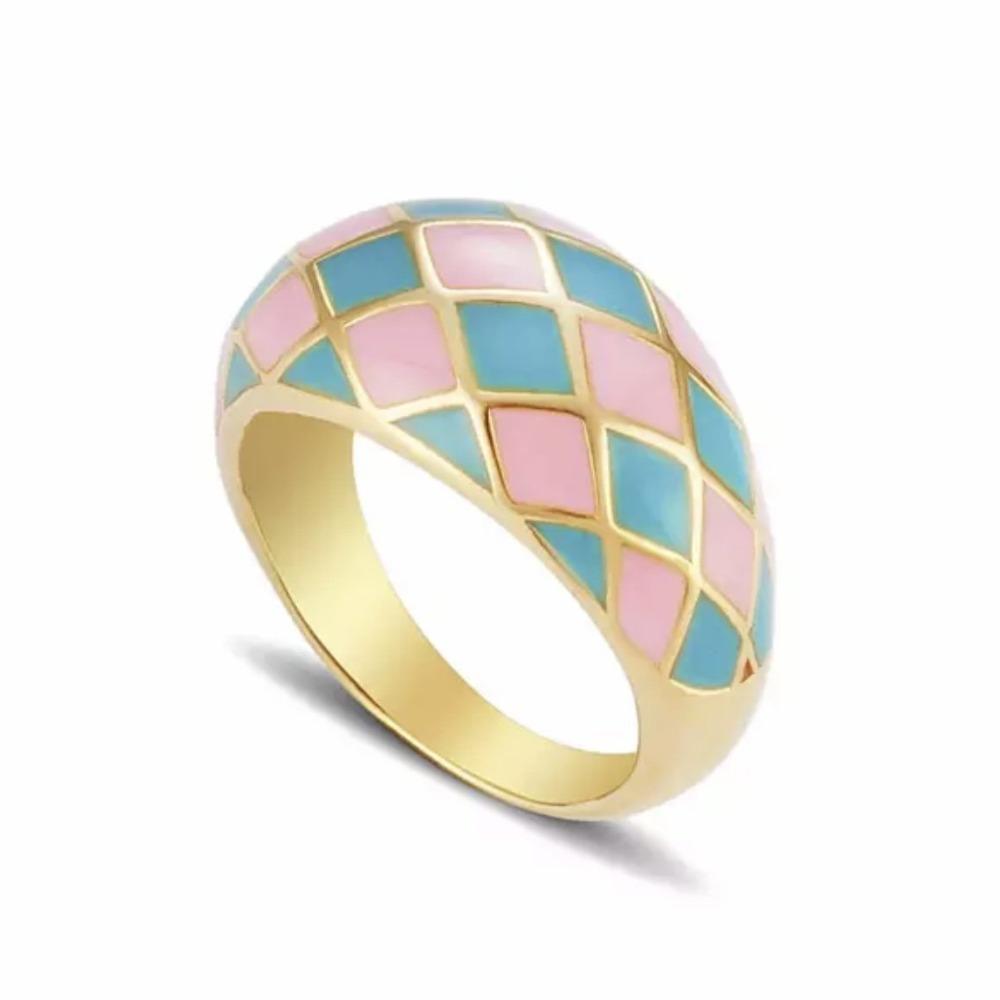 Y2K Checkered Enamel Ring