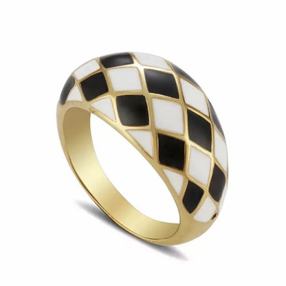 Y2K Checkered Enamel Ring