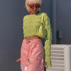 Y2K Green Ruched Top