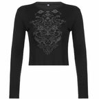 “Y2K Icon” Graphic Ribbed Long Sleeve Fitted Top