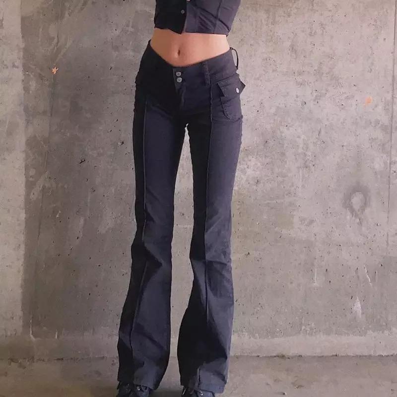 Pantaloni svasati a vita bassa Y2K